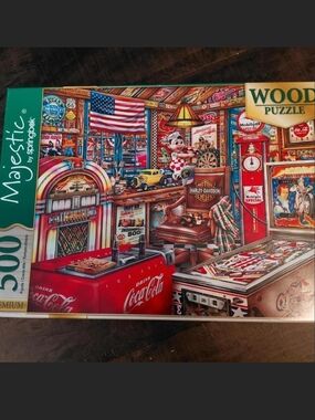 Majestic by Springbok Retro Diner Wood Puzzle - Red, Green, Blue